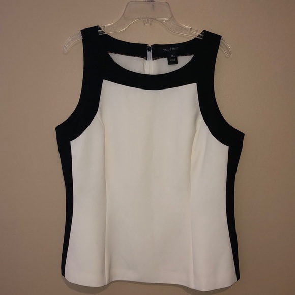 White House Black Market Tops - White House Black Market Ivory Black Dressy Tank
